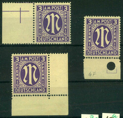 3 Pf AM-Post re.u.Ecke, li.Rand m. Passerkreuz, UR m. Passerloch u. ...