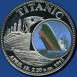 1000 Kwacha Titanic, teilcoloriert, 1998 in KapselAutomatically ...