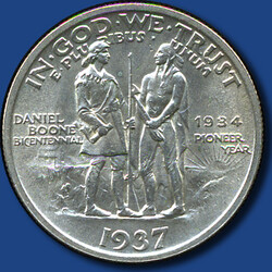 Half Dollar DANIEL BOONE BICENTENNIAL, 1937  Automatically generated ...