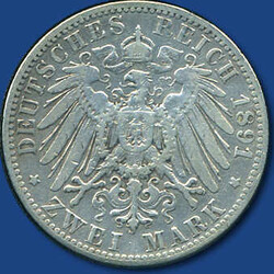 2 Mark Ludwig IV, 1891 A / Zertifikat, knapp ss