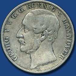 1 Vereinstaler Georg V, 1858 B / vs. 2 gröbere Kratzer, gesuchtes ...