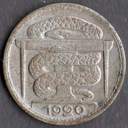 AACHEN Notmünze: 25 Pfennig, 1920 Probe in Eisen,  Schlange & ...