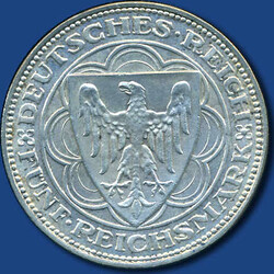5 RM Bremerhaven, 1927 A / Zertifikat, knapp vz, Rändelung teils ...
