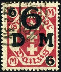 6 a. 3 M karminrot, rundgestpl. Luxus, gepr. Infla