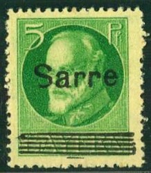 5 Pf Sarre m. Aufdr.-Fehler FI, postfr. Luxus, tiefst gepr. Burger BPP