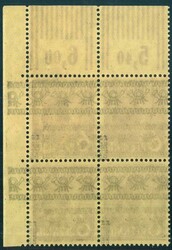 6 Pf Bandaufdruck im 4er-Bl. re.o.Ecke Walze m. doppeltem Aufdruck, ...