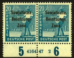 20 Pf Arbeiter im waagr. UR-Paar m. HAN 4164.47 2, postfr. Luxus