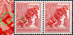 30 Pf Rotaufdruck im waagr. Paar m. Aufdruckfehler "E verl?ngert", ...