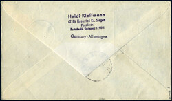 25 Pf Heuss lumo a. portoger. Erstflug-LuPo-Bf. v. Köln/Bonn n. ...