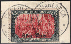 6 P 25 C a. 5 M Reichspost in bester Type a. Luxus-Bfstck. CASABLANCA ...