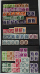 1952 POSTHORN EINHEITEN tolles Lot mit waagr. Paaren und 4er-Blocks. ...