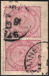 2 M dkl´rotkarmin im senkr. Paar a. Pracht-Bfstck. STEPHANSORT, je ...