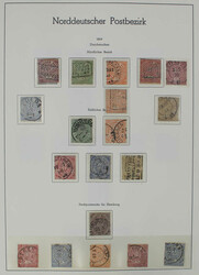 1868-1870 überkpl. Slg. auf Vordruckblättern ab Nr. 1, u.a. Nr. 20 ...