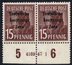 15 Pf Pflanzer im waagr. UR-Paar m. HAN 4169.47 1, postfr. ...