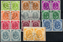 2-10 Pf Posthorn in waagr. Paaren, rundgestpl. Luxus, dabei 40, 60 ...