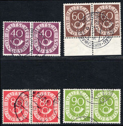 2-10 Pf Posthorn in waagr. Paaren, rundgestpl. Luxus, dabei 40, 60 ...