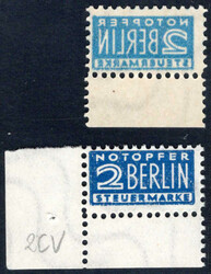 2 Pf Notopfer, 2x Type CV, 1x vom UR m. rs. Abklatsch (KB Harlos BPP ...