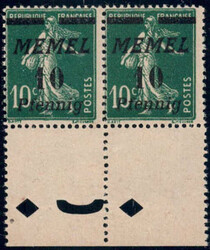 10 Pf a. 10 C dkl´grün im waagr. UR-Paar m. Lochung, postfr. Luxus, ...