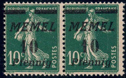 10 Pf a. 10 C dkl´grün im waagr. Paar m. Aufdrucktype, postfr. ...