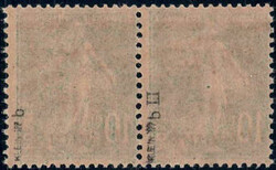 10 Pf a. 10 C dkl´grün im waagr. Paar m. Aufdrucktype, postfr. ...