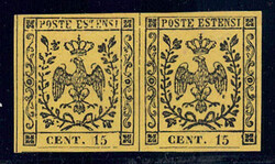 15 C schwarz auf gelb ohne Punkt hinter der Nominale im waagr. Paar, ...