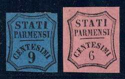 6 u. 9 C schwarz a. blau bzw. rosa, ungebr. Pracht, Hw. gepr. Sorani ...