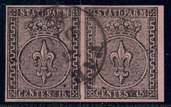 15 C schwarz a. rosa im waagr. Paar, vollrandig Luxus, gepr. Diena  ...