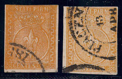 5 C orange u. hellgelb, orange oben leicht tangiert, sonst vollrandig ...