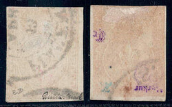 5 C orange u. hellgelb, orange oben leicht tangiert, sonst vollrandig ...