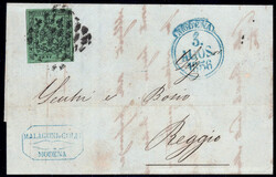 5 C schwarz a. grün riesenrandig a. kpl. Faltbf. v. Modena n. Reggio ...