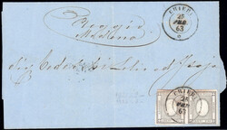 1 C grau im waagr. Paar li.o. berührt, sonst vollrandig Pracht a. ...