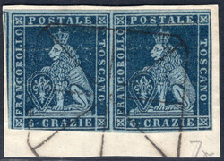 6 Cr dkl´blau im waagr. Paar (teils berührt) a. wunderschönem ...