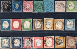 1851-1863 überkpl. Slg. der Mi. 1-15, dabei 10-40 C je in 3 ...