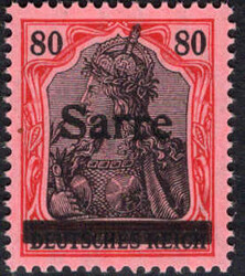 80 Pf Germania-Sarre, Type I, postfr. Luxus, sign. Dr. Dub u. ...