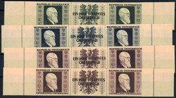 1946 Renner ungezähnt in waagr. 3er-Streifen m. Zierfeld, postfr. ...