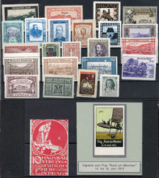 VIGNETTEN schöner Posten mit 55 alten Vignetten, u.a. auch 1913 Flug ...