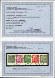 1+5+10+20+8 Pf Heuss-ZusDr. lgd. Wz. Erstauflage a. Luxus-Bfstck. 3x ...
