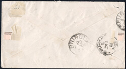 5 u. 20 L gr. Hermeskopf a. Bf. über Brindisi n. Erfurt (AKS)