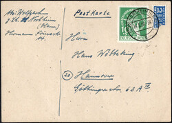 10+5 Pf Währungsgeschädigte, portoger. EF a. PK v. Northeim n. ...