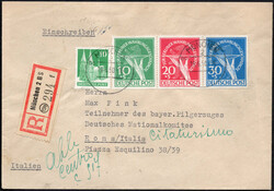 1949 Währungsgeschädigten-Block-Herzstück m. ZuF, portoger. MiF a. ...