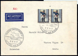 1954 Postillion waagr. Paar, portoger. MeF a. Auslands-FDC v. Berlin ...