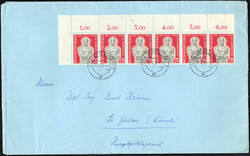 20 Pf Mann in Fesseln im waagr. 6er-Streifen li.o.Ecke, portoger. ...