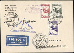 1931 Landungsfahrt n. Wien, ungar. Post, Luxus-Vordruckkarte m. ...