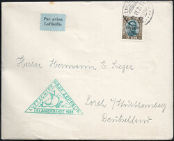 1931 Islandfahrt, Bf. m. 2 Kr. Zeppelin n. Lorch, 5x rundgestpl. ...