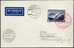 1931 Fahrt Vaduz-Lausanne, Sonder-AK des Postmuseums mit ...