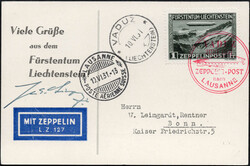 1931 Fahrt Vaduz-Lausanne, Sonder-AK des Postmuseums mit ...
