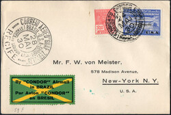 1930 SAF brasil. Post, Vordruck-Bf. m. u.a. 20.000 Rs Zeppelin m. ...