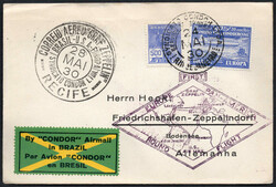 1930 SAF brasil. Post, 3 Vordruck-Bfe. m. 5.000, 10.000 bzw. 20.000 ...