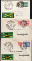 1930 SAF brasil. Post, 3 Vordruck-Bfe. m. 5.000, 10.000 bzw. 20.000 ...