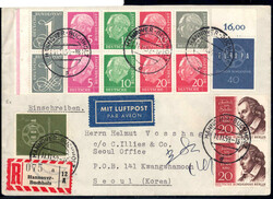 1960 Heuss-H-Bl. m. ZuF a. LuPo-R-Bf. v. Hannover n. Seoul (AKS), 5x ...